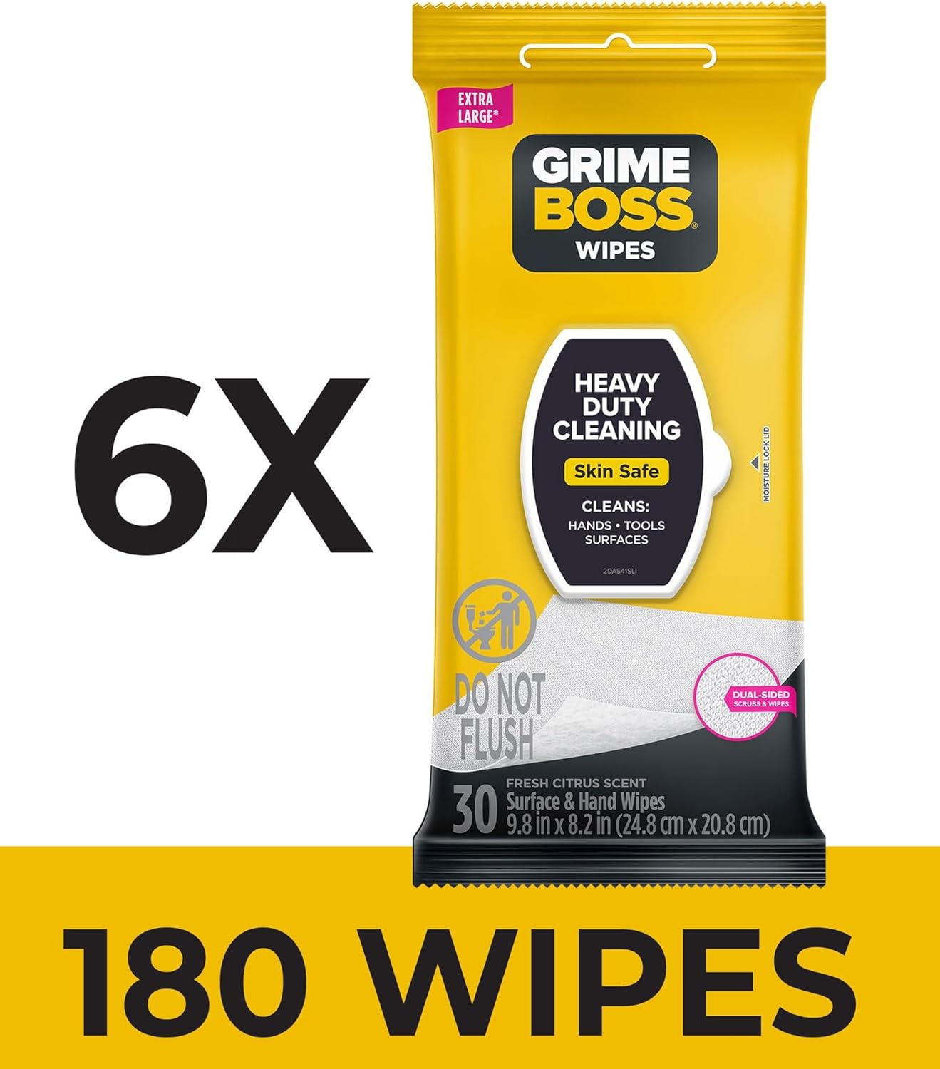 Grime Boss Heavy Duty Surface and Hand Wipes (2x60ct) | Remove Paint, Oil, Grease, Adhesives, Mud, Dirt | Workshop Replace Cleaners like Rags, Towels, Pumice, Soap