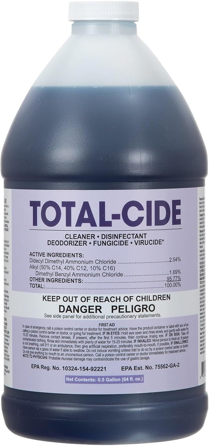 ForPro Total-Cide Disinfectant Solution, 2X Concentrated Formula, Hospital Grade Sanitizer & All Purpose Cleaner, 1 Gallon (128 Fl Oz)