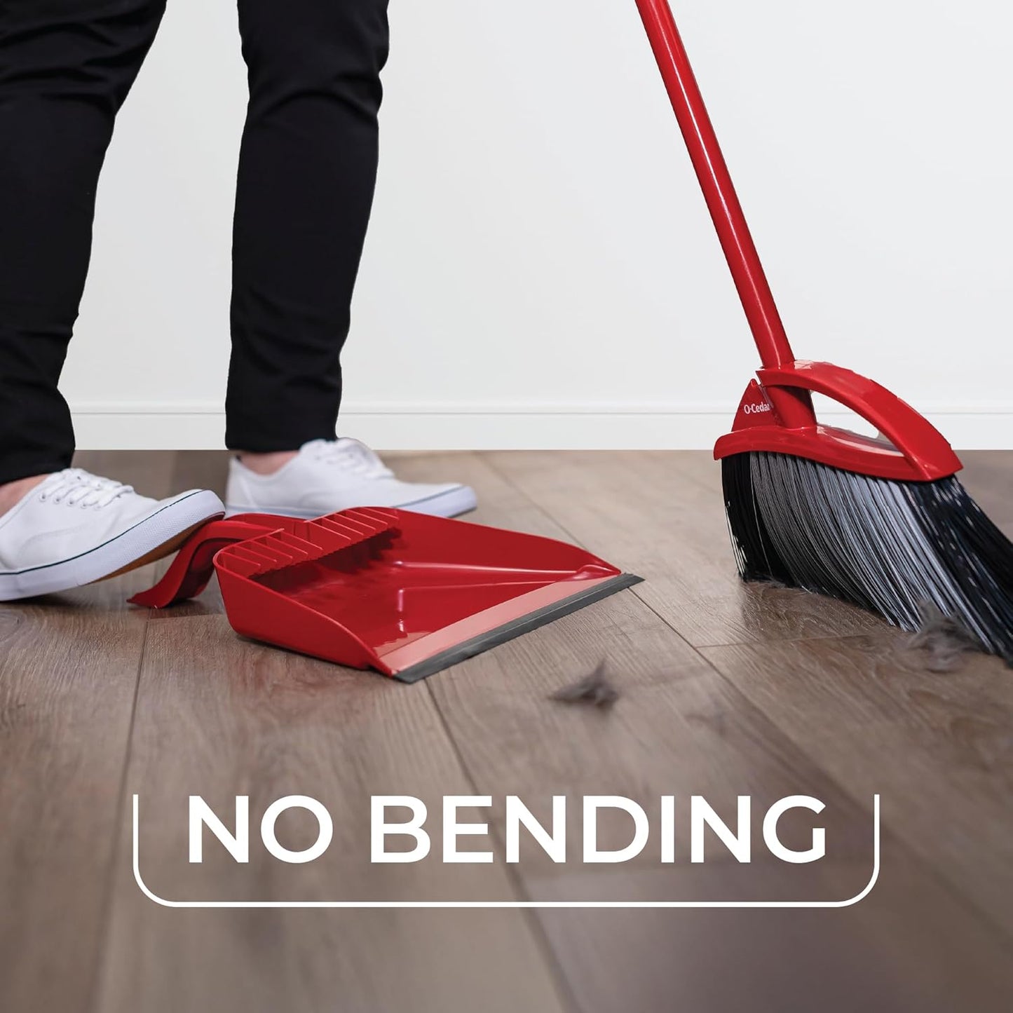 O-Cedar One Sweep Broom with Step-On Dustpan | Remove 99% with One | Lightweight Quiet Cleaning Tool | Ideal for Pet Owners