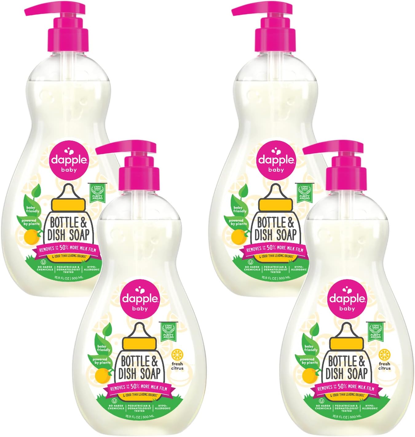 Dapple Baby Bottle & Dish Soap, Fresh Citrus, Plant Powered, Hypoallergenic, Baby Bottle and Dish Liquid, 16.9 fl oz, 1 Count