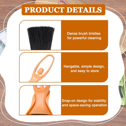 uxcell 2 Pcs Mini Dustpan and Brush Set, Small Broom and Dustpan Set for Office Tabletops Sofas Keyboards Home Cleaning Tool, Orange Pink