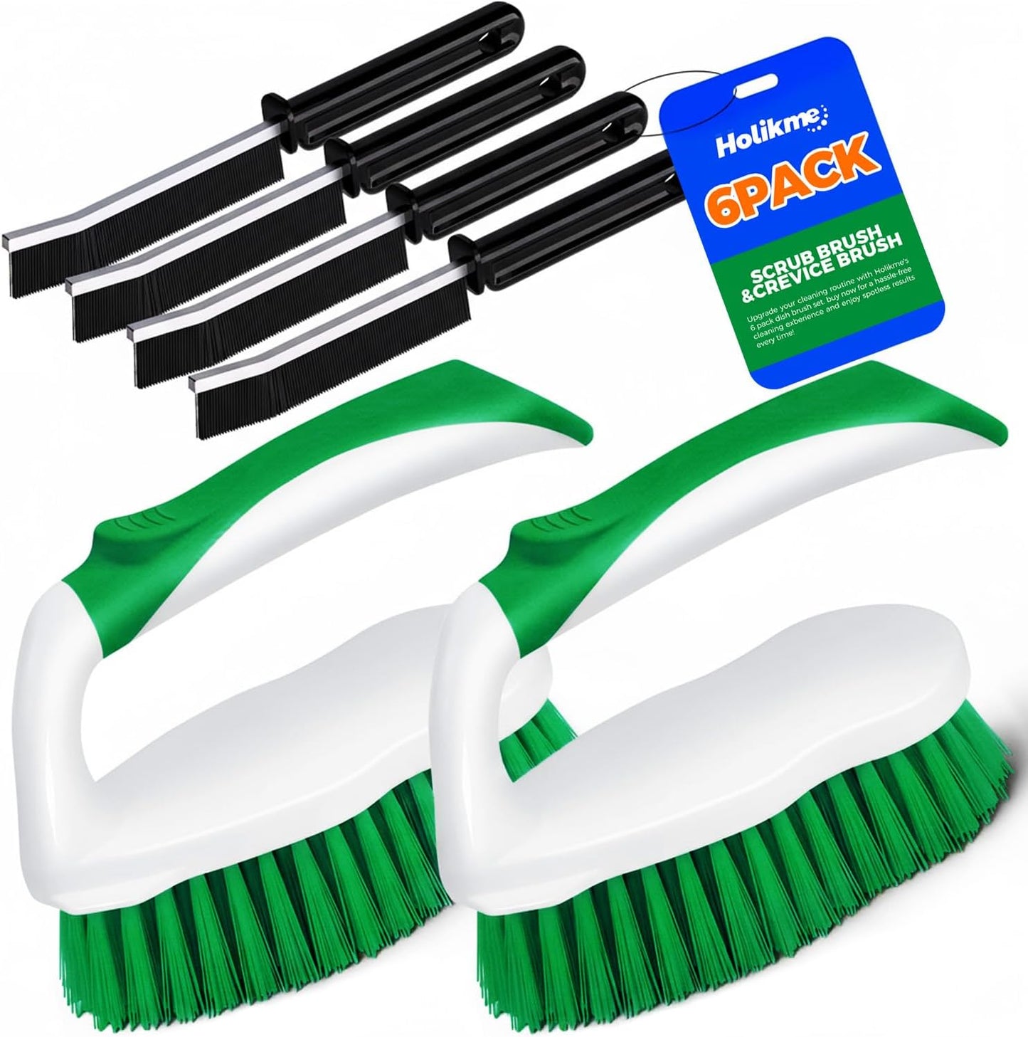 Scrub Brush - 6 Pack, Scrub Brushes for Cleaning, Heavy-Duty Scrub Brush, Stiff Bristles Cleaning Brush, for Kitchen, Bathtub, Floor and Wall Surfaces, Grey