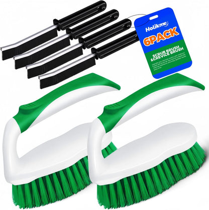 Scrub Brush - 6 Pack, Scrub Brushes for Cleaning, Heavy-Duty Scrub Brush, Stiff Bristles Cleaning Brush, for Kitchen, Bathtub, Floor and Wall Surfaces, Grey