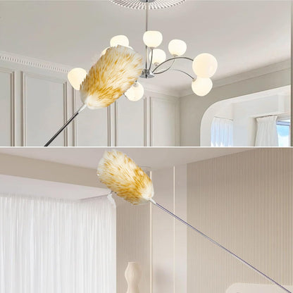Lambswool Feather Duster with Extension Pole up to 57.5inch,Extendable Feather Duster Used for Cleaning High Ceiling Fan, High Ceilings,Furniture,Hard to Reach Areas