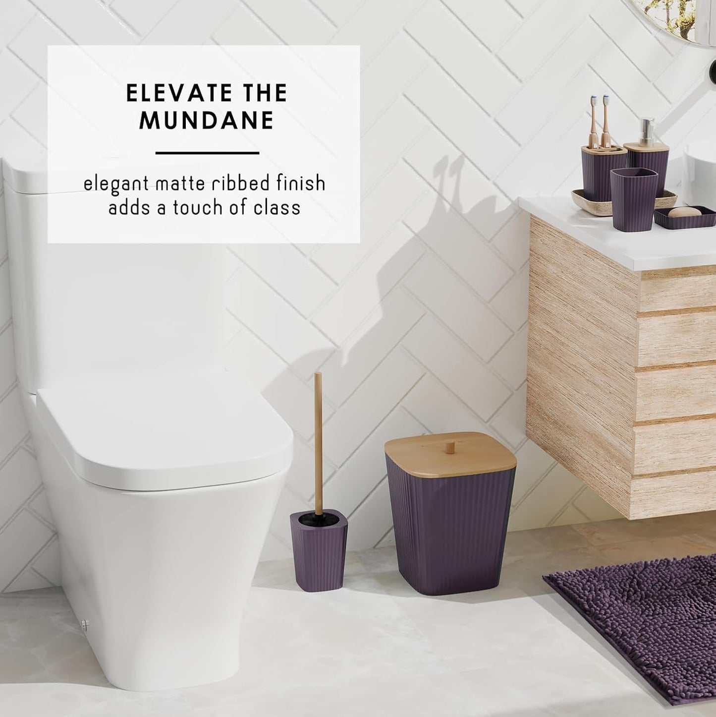 Clara Clark Bathroom Set - Sage Green Bathroom Accessories Set, 6PC Bathroom Accessory Set, Bathroom Sets with Toilet Brush, Trash Can & Soap Dispenser