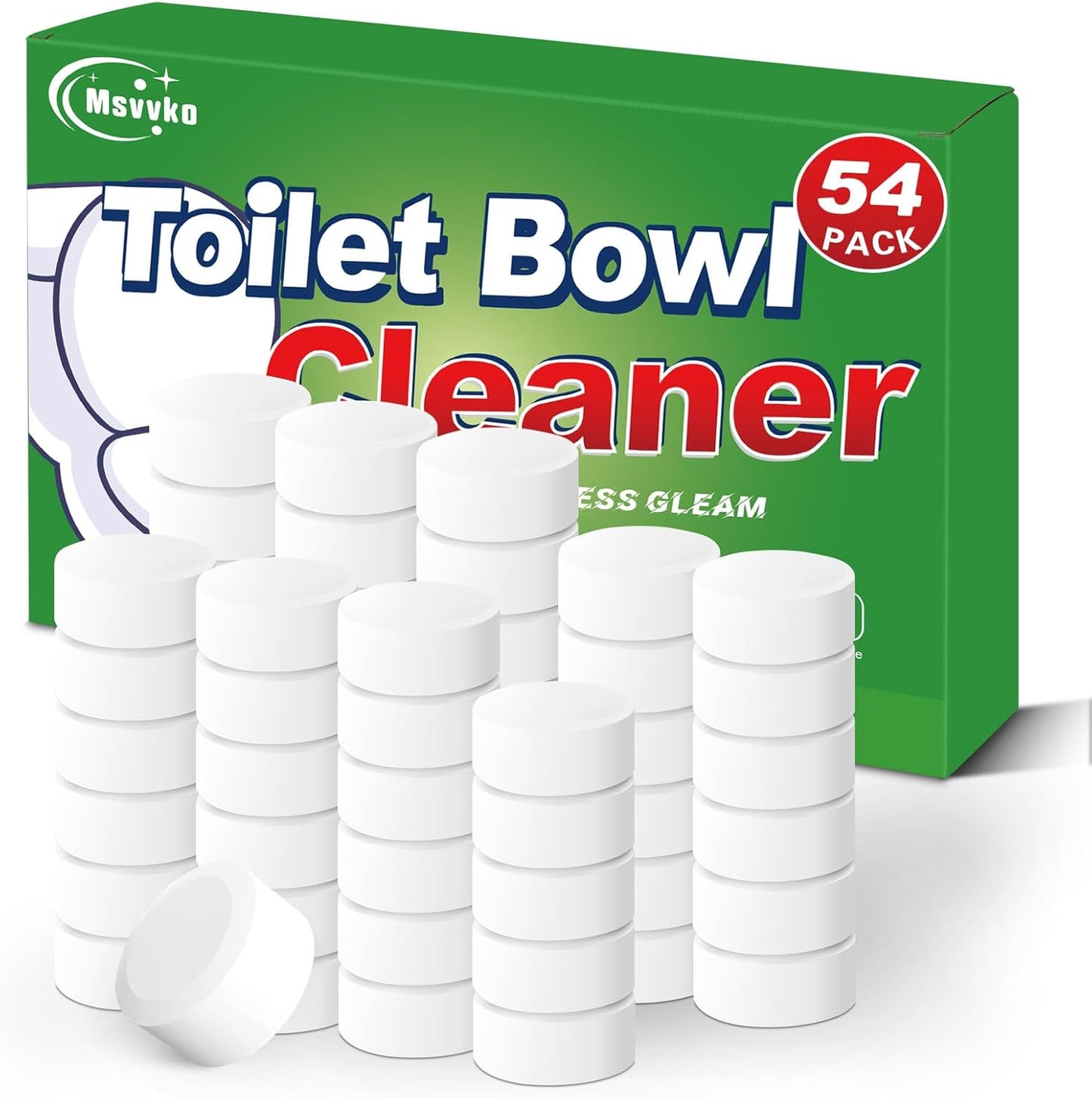 Msvvko Toilet Bowl Cleaner Tablets with Bleach 12 PACK Powerful Formula to Eliminate Limescale & Rust