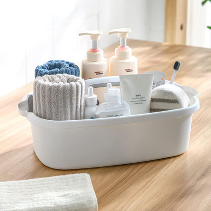 Cleaning Supplies Caddy, Household Tools Organizer with Handle, Large Plastic Bucket, Portable Shower Basket Tote, Gray
