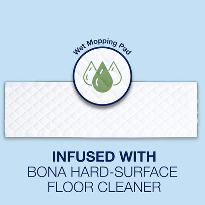 Bona Multi-Surface Floor Disposable Wet Cleaning Pads - 12-Pack - Residue-Free Floor Cleaning Solution for Stone, Tile, Laminate, and Vinyl Floors