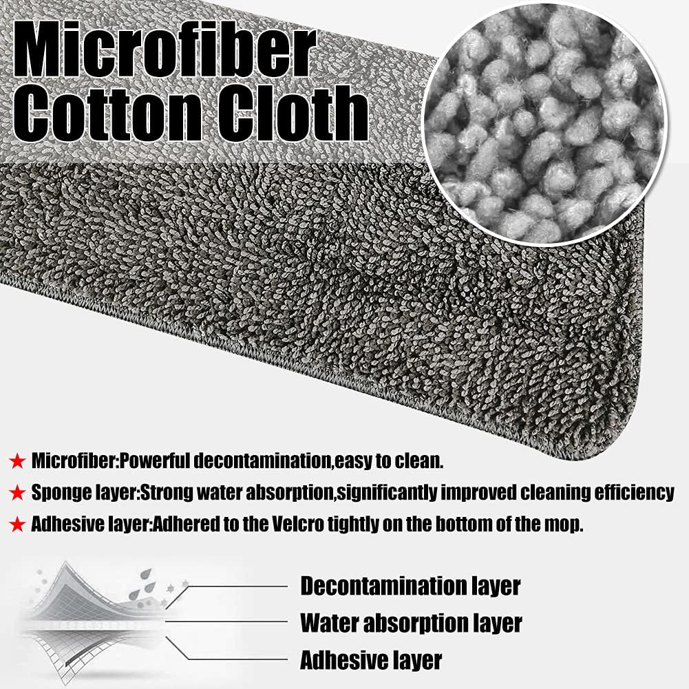 6 Pack Microfiber Spray Mop Replacement Heads for Wet Dry Mops, Premium Floor Cleaning Pads, Reusable Replacement Refills Compatible with Bona Floor Care System - Dark Gray