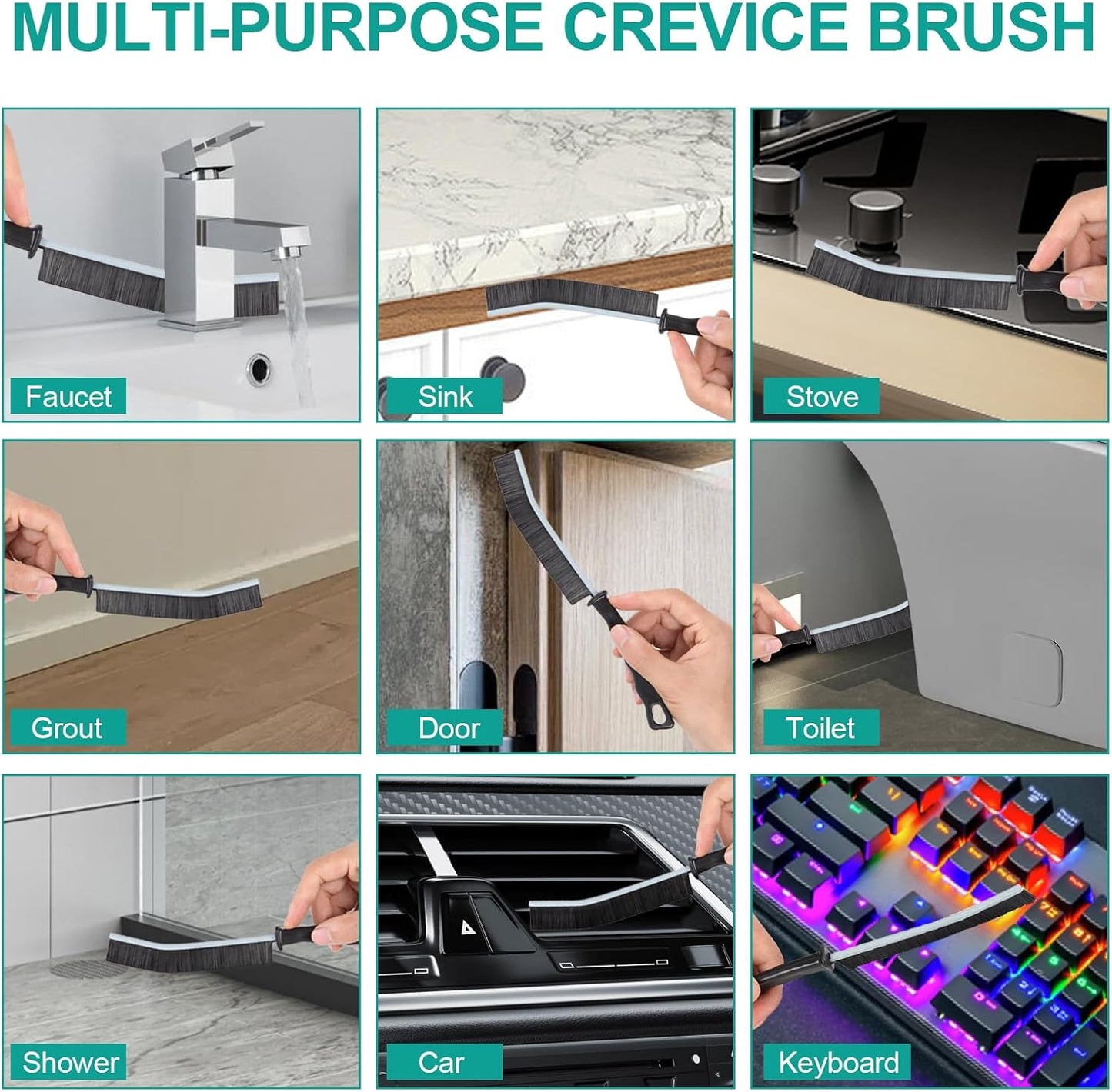 Crevice Cleaning Brush,New Multifunctional Gap Cleaning Brush Tool,Thin Scrub Brush Hard-Bristled Gap Scrub Brush for Bathroom Kitchen Tiles Window Door Slots(5pcs)