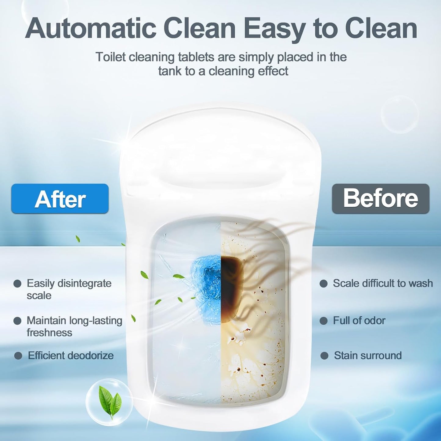 KIISIISO Toilet Bowl Cleaners 40 PACK, Long-Lasting Toilet Bowl Cleaner Tablets with Sustained-Release Technology Against Tough Stains,Automatic Toilet Cleaner for Deodorizing & Descaling