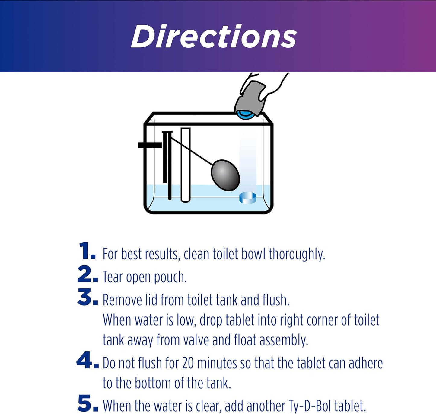 Ty-D-Bol Bleach-Free Toilet Bowl Cleaner Tablets Variety Pack - (10 Pack) 1.4 oz - 5 Lavender and 5 Blue Tablets - Fights Hard Water Stains, Mineral Buildup & Limescale - Bathroom Cleaning Supplies
