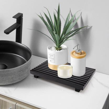 Renawe Small Kitchen Sink Soap Tray for Counter Soap Dish Dispenser Holder Wooden Risers Stand for Bathroom Decor Farmhouse Wood Pedestal Kitchen Accessories Countertop Vanity Counter Decorative Tray