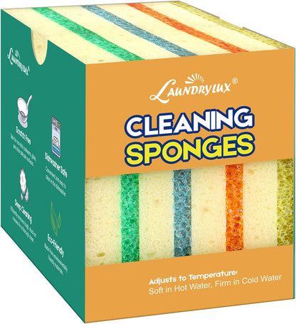 LAUNDRYLUX Scrub Sponge, Dual-Sided Temperature-Responsive Scrubber - Non-Scratch - Multipurpose Dish Sponges for Kitchens, Bathrooms, and Outdoor Use - 3 Pack