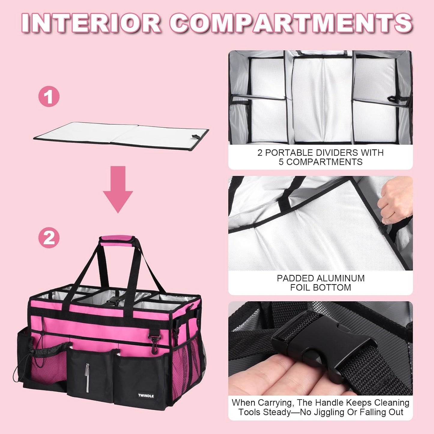 Extra-Large Wearable Cleaning Caddy With Detachable Divider,Cleaning Caddy For Cleaning Supplies Large Cleaning Supply Caddy With Adjustable Shoulder Strap & Waist Belt For Cleaners