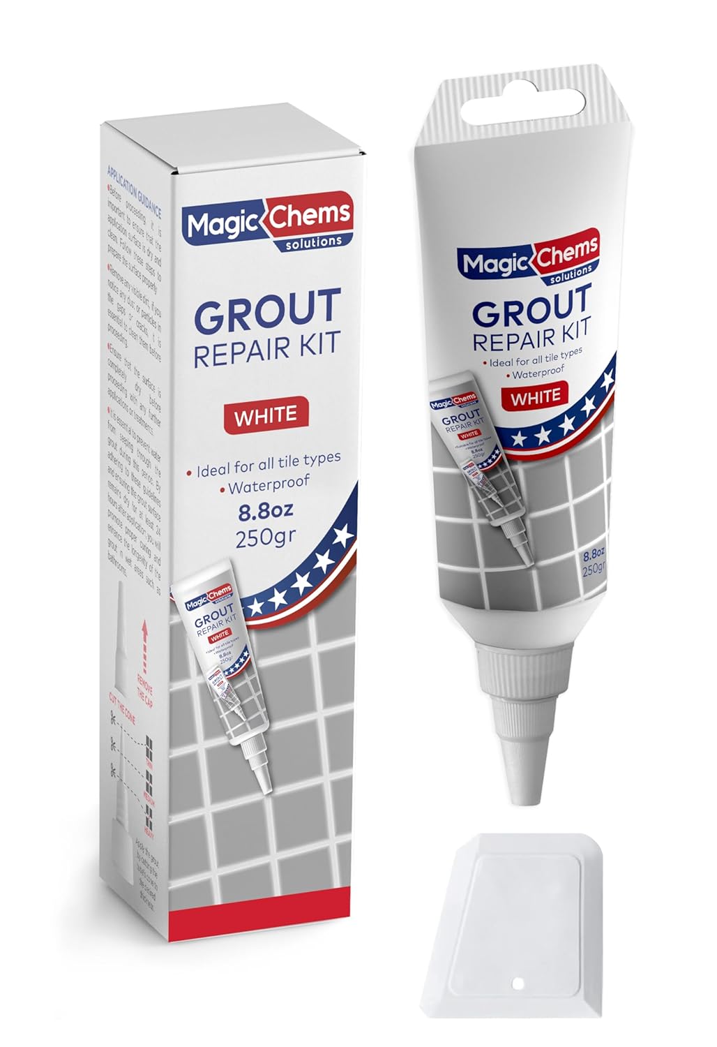 Tile Grout Repair, Grey 8.8 oz/250gr. Fast Drying Grout Repair Kit, Grout Filler Tube Repair Kit, Tile Grout Paint, Grout Sealer Restore and Renew Bathroom Floor, Tile Gaps, Joints, Lines