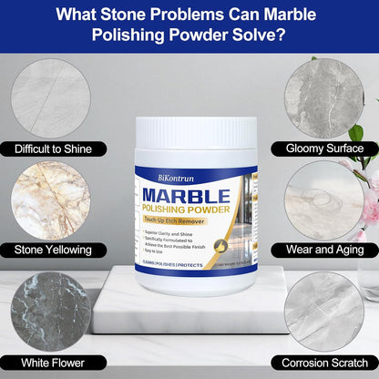 Marble Polishing Powder, Professional Touch-Up Etch Remover, Restore Shine Remove Water Stains Scratches Rings Etches for Marble Stone Granite Quartz Tile Floor Countertop Surfaces Polishing Care
