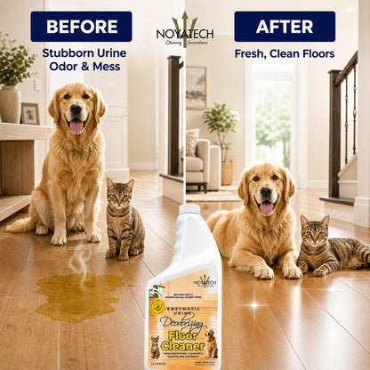 NOYATECH Pet Floor Cleaner for Mopping – Enzyme Urine & Odor Eliminator – Safe for Hardwood, Tile, Laminate & Grout – Dog & Cat Pee Concentrate, 32 oz
