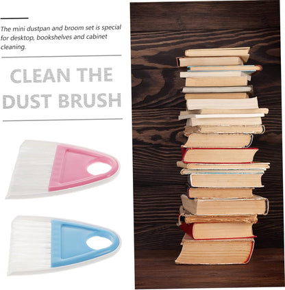 Mini Broom and Dustpan Set 2 Pieces Compact Desktop Cleaning Tools with Flexible Bristles for Pet Hair Household Debris and Car Interior Cleaning