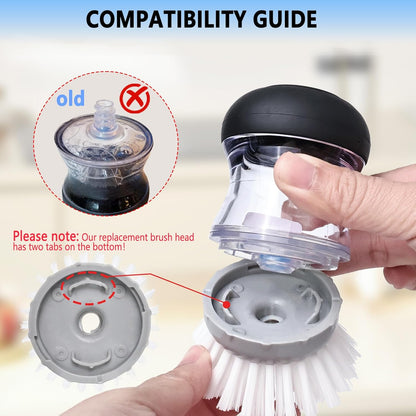 4 Pack Dish Brush Refill Heads for OXO Soap Dispensing Palm Brush, Kitchen Dish Scrubber Cleaning Replacement Head, Gray