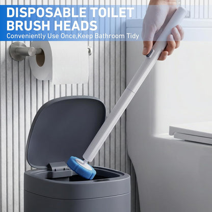 Disposable Toilet Brush- Toilet Bowl Cleaner, Toilet Bowl Brush, Toilet Wand with 12PCS Brush Refills for Bathroom Deep Cleaning Squre Shape(1 Pack, White)