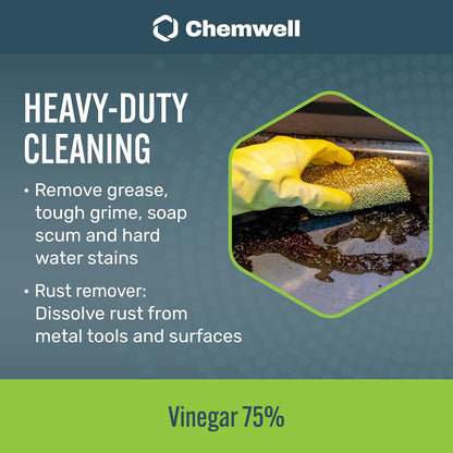 Chemwell 99% Vinegar (32 fl oz) - General Purpose All-Natural Multi-Surface Cleaner for Home, Patio & Commercial - High Performance, Powerful Concentrated Acetic Acid - Made in USA