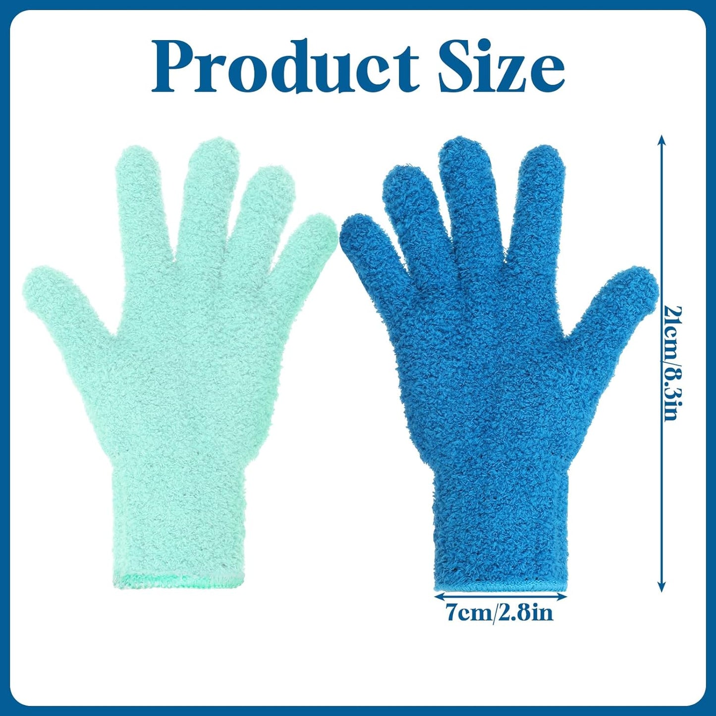 Nogeqi 2 PCS Microfiber Gloves for Plants, Reusable Dusting Gloves, Washable Microfiber Dusting Mitt for Plants Cars House Furniture Blinds Kitchen Small Objects Cleaning (Mint Green, Royal Blue)