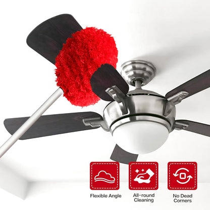 Ceiling Fan Cleaner Duster Reusable Microfiber Ceiling Fan Blade Cleaner Removable Duster with Extension Pole Adjusts 13 to 49.7 Inch for Cleaning Walls Bookshelves Furniture Door Window Top (Blue)