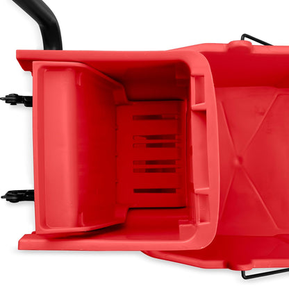 SPARTA Commercial Mop Bucket with Side Press Wringer, Floor Cleaning Essentials for Commercial and Home Use 26 Quart Capacity, 1 Count, Red