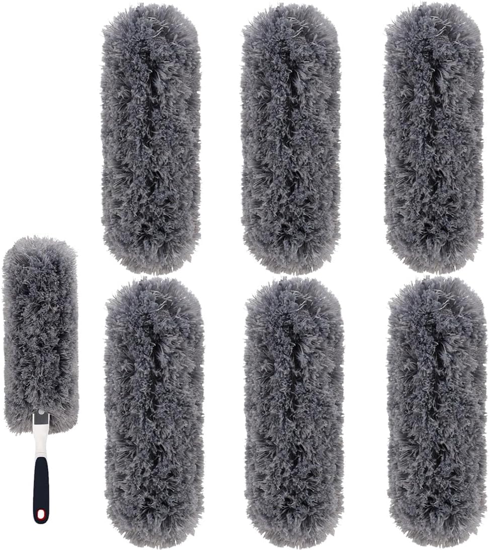 Reusable Microfiber Duster Refills Compatible with OXO & MR.SIGA Duster - Washable Duster for Household Cleaning Dusting Furniture Blind Ceiling Fan - 3Pack Grey(Handle NOT Included