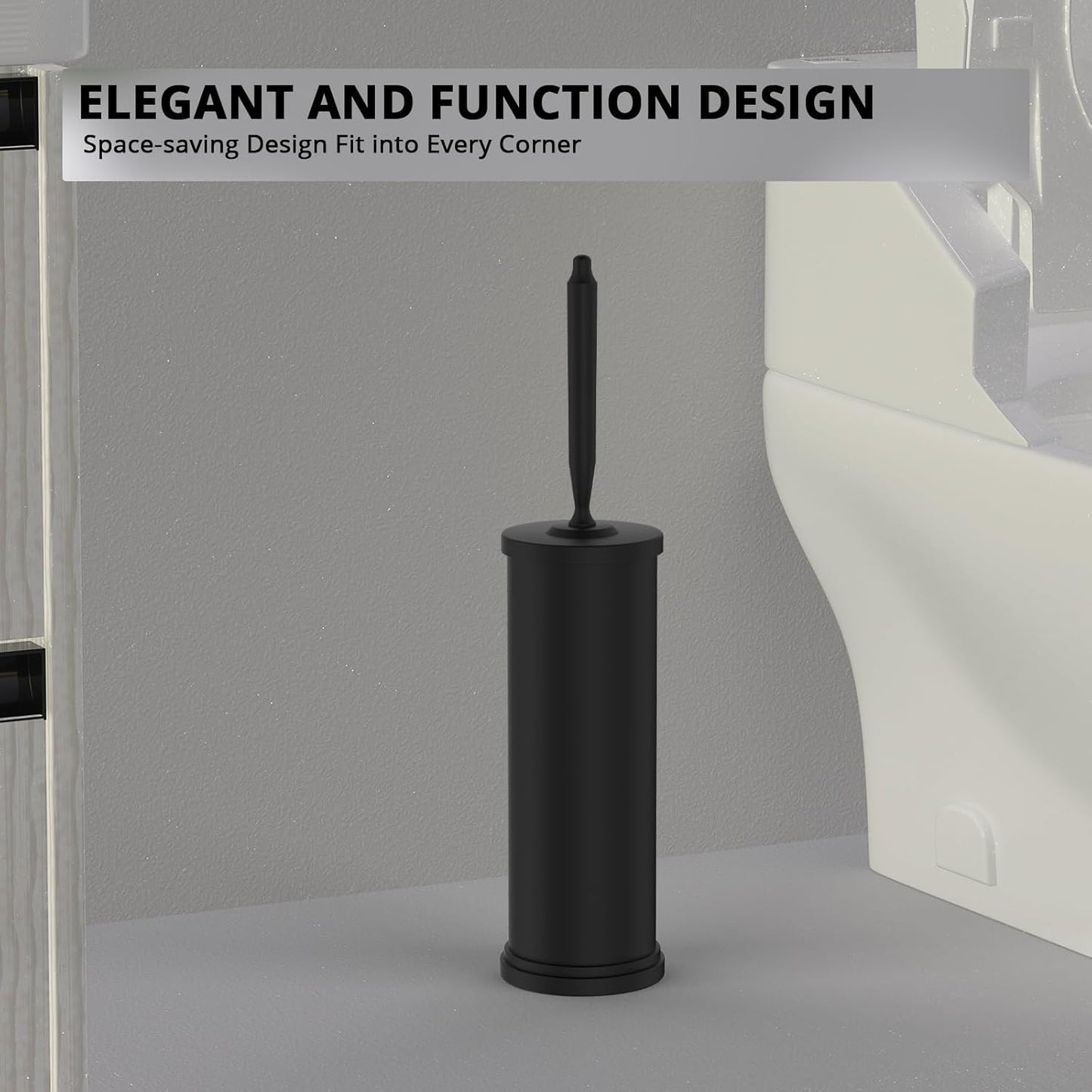 Premium 304 Stainless Steel Toilet Brush and Holder: Weighted Stable Base, Removable Inner Tube, Splash-Proof Design for 360° Thorough Cleaning & Space-Saving Storage,Nickel