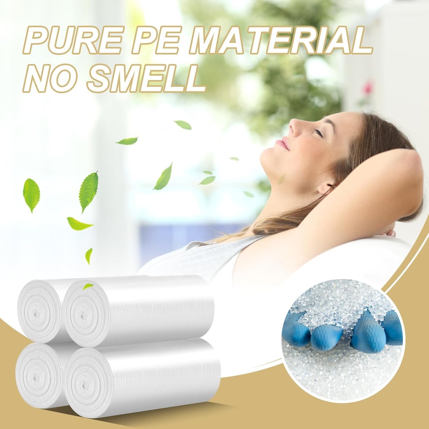Magesh 4 Gallon Trash Bag Strong, Leakage-Free, Small Garbage Bags Unscented Thick for Bathroom, Office, Kitchen Small Trash Can, 15L, 105 Bags, Clear