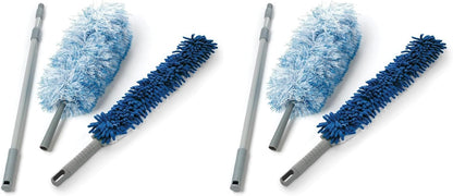 O-Cedar Dual-Action Microfiber Duster Set w/Telescopic Handle | Long, Adjustable Handle Extends 24-49" | Includes Microfiber & Chenille Duster Heads