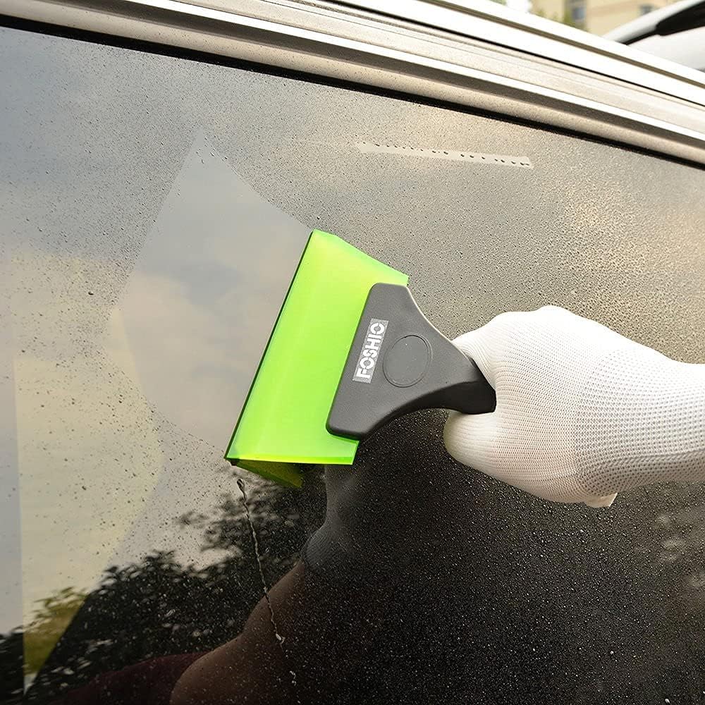 FOSHIO Small Squeegee with 5 Inch Dark Blue Rubber Blade Mini Wiper Window Tinting Tools for Mirror Glass Window Cleaner with Non-Slip Handle, 2 Pack