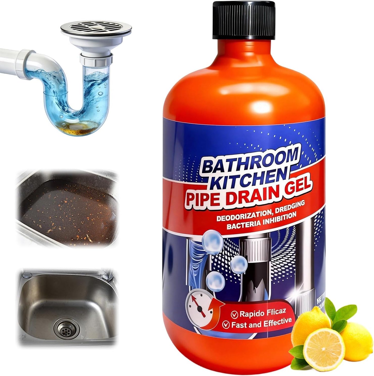 Pipeline Dredging Agent,Pipe Dredge Drain Cleaner,Sink Drains Hair Clog Remover Cleaner,Toilet Unclogger Heavy Duty,Bathroom Shower Pipeline Dredging Agent,Unclog Clogged Drain（500ml）
