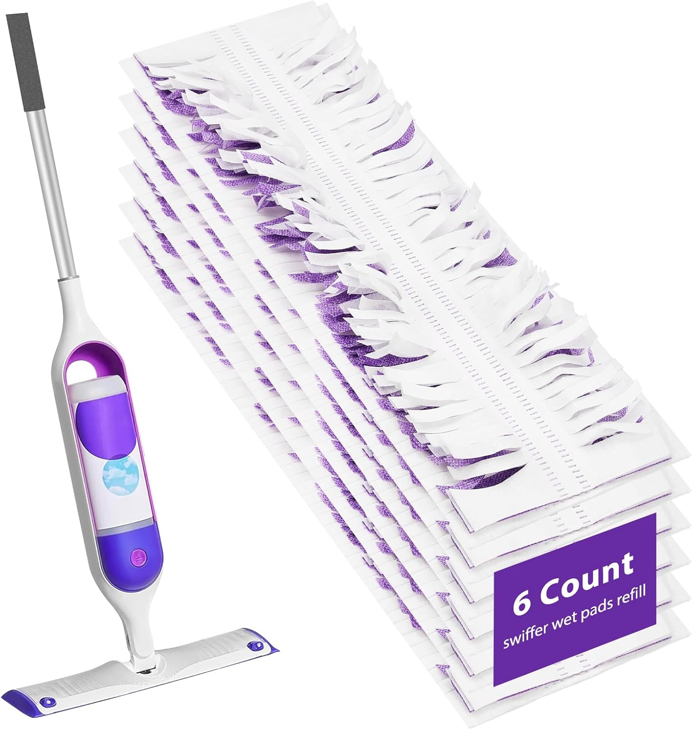 6 Pack Swiffer Power Mop Pads – Disposable Wet Mop Refills for Swiffer Power Mop, Super Absorbent Pads for Cleaning Floors, Compatible with Swiffer WetJet and Power Mop Models