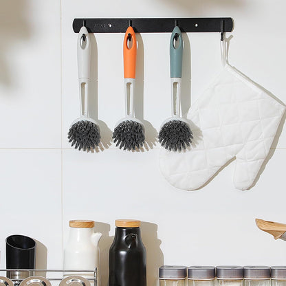 Patelai 12 Pack Kitchen Scrub Dish Brush with Long Handle Dish Scrubber with Stiff Bristles Scrub Brushes for Kitchen Dishes Washing Tools, Pots, Pans and Sink Cleaning (Celadon)