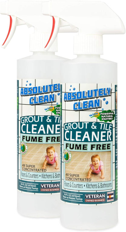 Absolutely Clean FAST GROUT CLEANER! - Professional Strength, Natural Enzyme Formula - Fast Acting, Fume Free - USA Made (16oz Cleans Up To 250 sq ft)