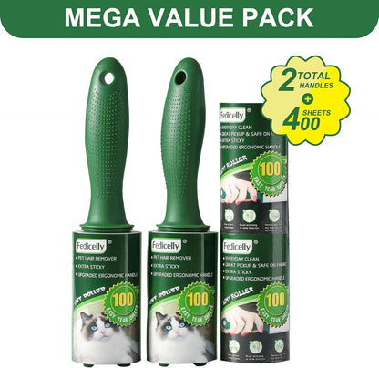 Fedicelly Lint Rollers Pet Hair Extra Sticky Furniture,Cat Dog Hair Remover Laundry Clothes Carpet,Total 200 Sheets Lint Remover Brush for Couch