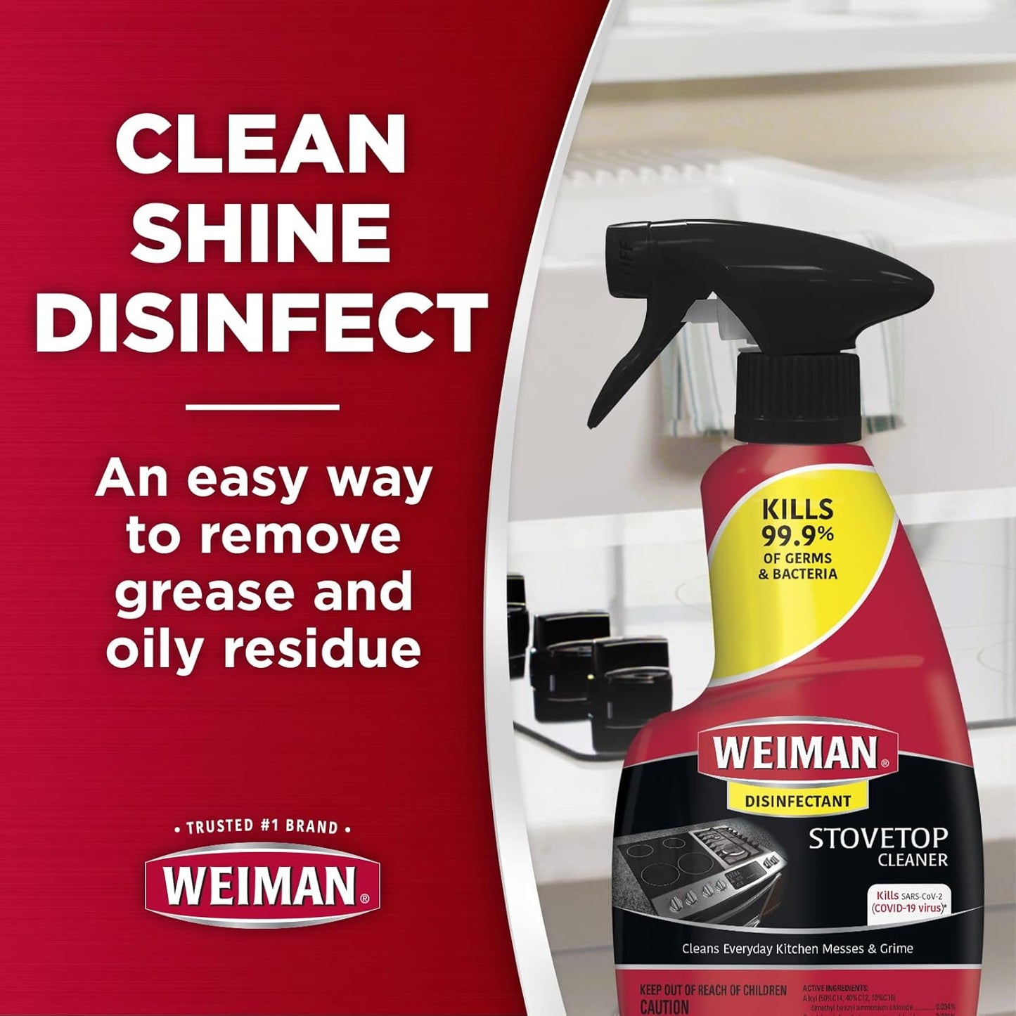 Weiman Ceramic & Glass stove top Cleaner & Polish - 22 Fluid Oz - Daily Cleaner - Shines & Protects Glass & Ceramic Smooth Top Ranges - Gentle Formula