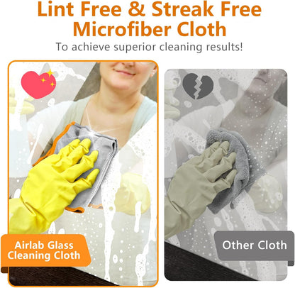 Glass Polishing Cloth Streak Free Miracle Cleaning Cloth Lint Free Microfiber Cleaning Rags for Glasses Kitchen Dish Mirrors Easy Clean, Pack of 6, 12" x 12"