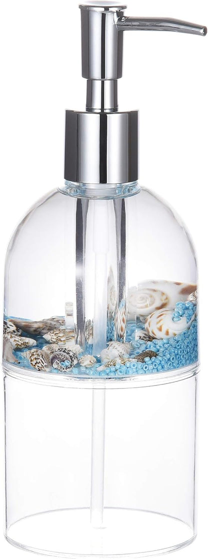 Locco Decor 5 Piece Acrylic Liquid 4D Floating Motion Bathroom Vanity Accessory Set Garden Botanic Green Plants Toothbrush Holder, Tumbler, Soap Dispenser, Soap Dish, Toiletbrush Holder Set