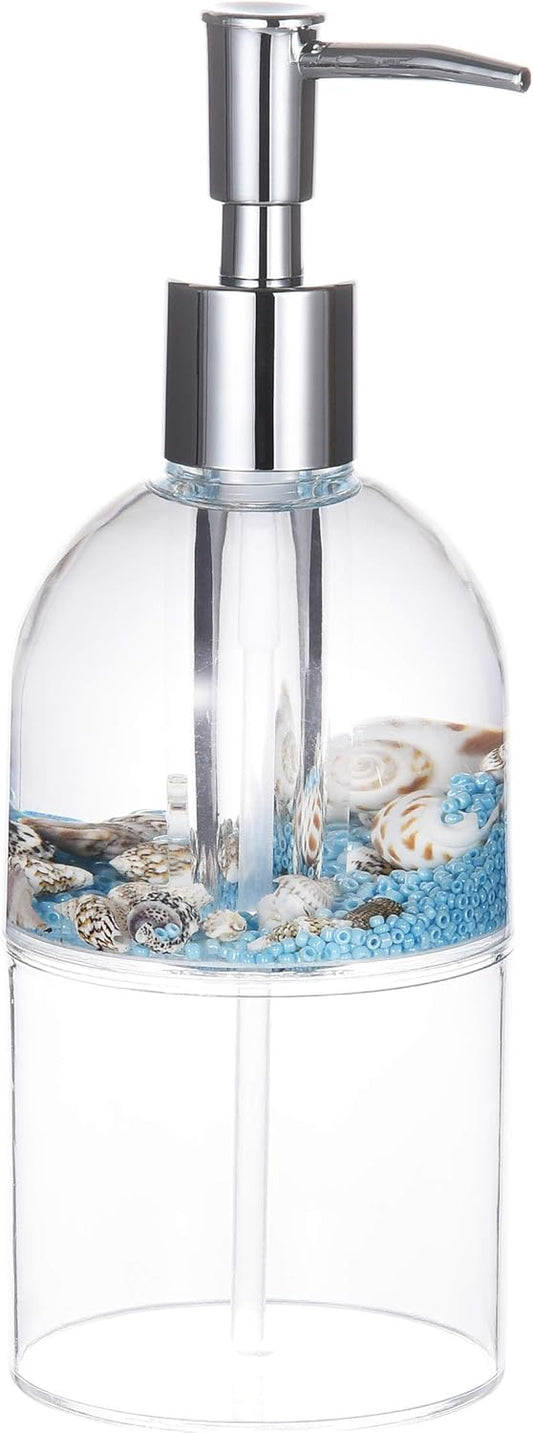 Locco Decor 5 Piece Acrylic Liquid 4D Floating Motion Bathroom Vanity Accessory Set Garden Botanic Green Plants Toothbrush Holder, Tumbler, Soap Dispenser, Soap Dish, Toiletbrush Holder Set