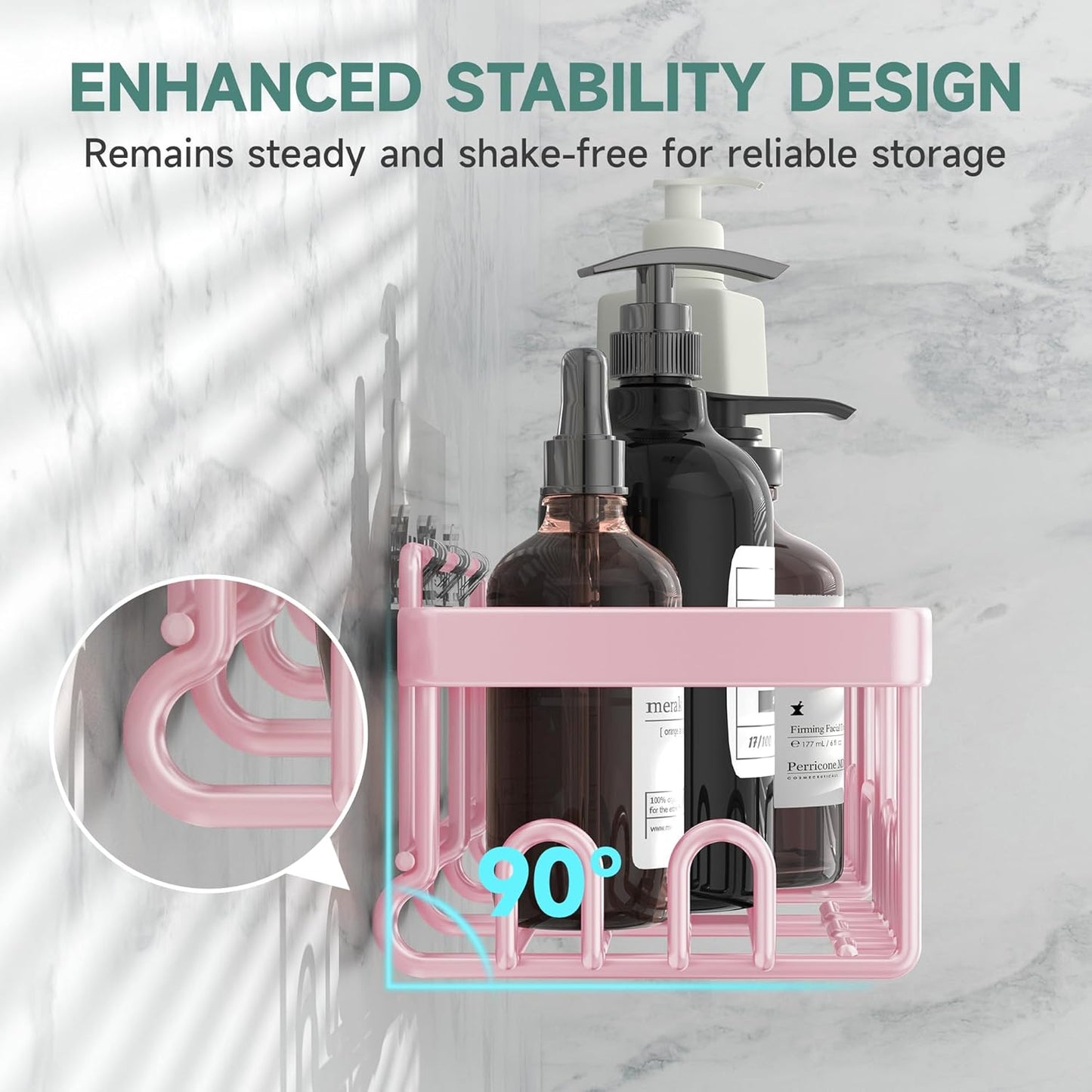 Veken Shower Caddy 6-Pack, Advanced Rustproof Design, No Drilling Adhesive Shelves, Rack with Soap Holder, Large Capacity Bathroom Organizers and Storage, Wall-Mounted, Gifts for Women Mom