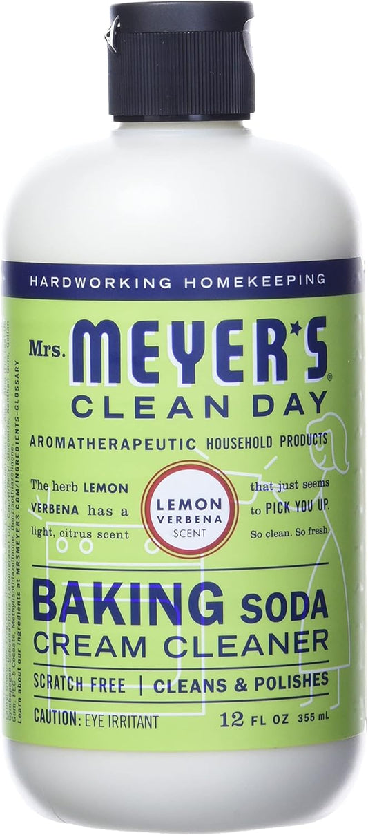 MRS. MEYER'S CLEAN DAY Baking Soda Cream Cleaner, Cuts Grease, Scratch-Free Polish, Lemon Verbena, 16 Fl Oz, Pack of 1