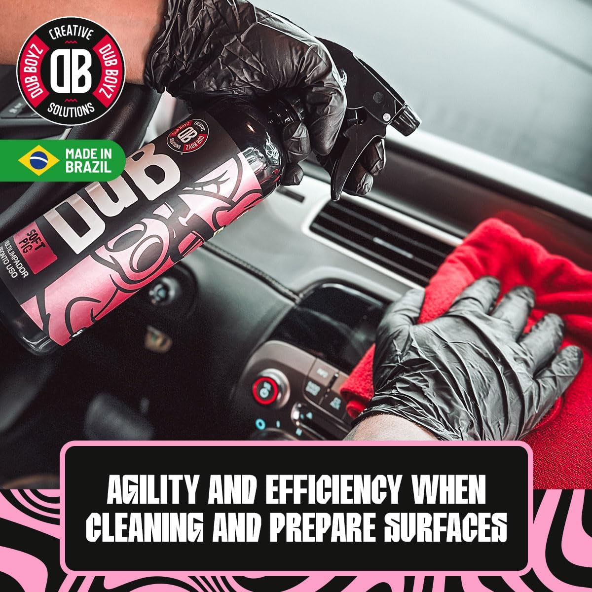DUB BOYZ Soft Pig All-Purpose Cleaner Spray – Multi-Surface Vehicle Cleaner, Safe on Upholstery, Leather, Plastics, Metals, Fresh Scent, No Residue, 16 oz