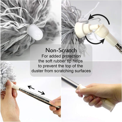 UIMO Microfiber Feather Duster Kit with Extension Pole (30–100") – Bendable Washable Heads, Extendable Dusters for Cleaning Ceiling Fan, High Ceiling, Blinds, Furniture & Cars (5 Pcs)