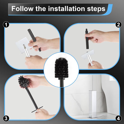 BVL Toilet Brush and Holder Set Brushed Nickel Stainless Steel 304 Square Freestanding Toilet Brush for Bathroom