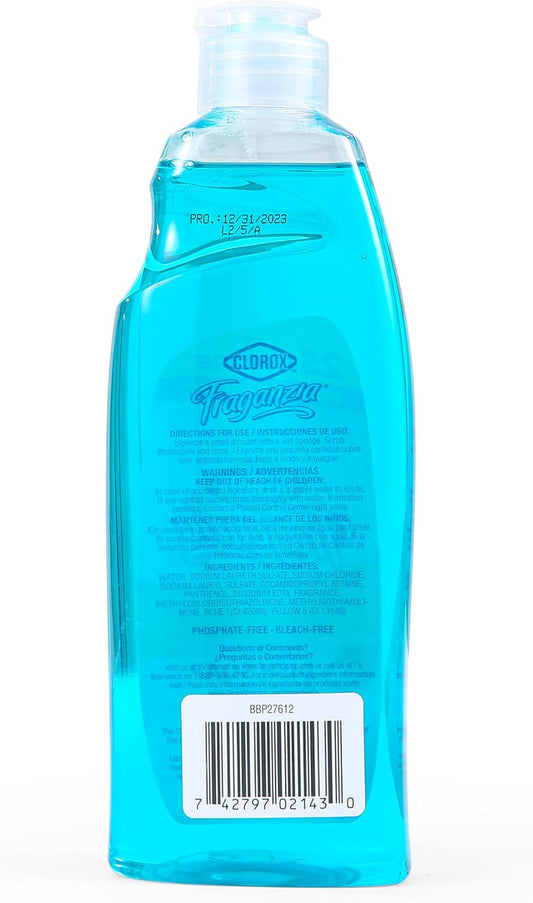 Clorox Fraganzia Liquid Dishwashing Soap, Lavender Scent - Cuts Through Tough Grease Fast, Quick-Rinsing Formula Washes Away Grime, A Powerful Clean You Can Trust, 22 Fl Oz, Pack of 2