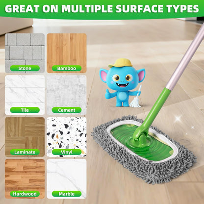 6 Pack Reusable Mop Pads Compatible with Swiffer Sweeper Mop, Wet and Dry Chenille Sweeping Cloths, Washable Pads Refill, Microfiber Pads for Multi-Surface/Hardwood Floor Cleaning (Gray, White)